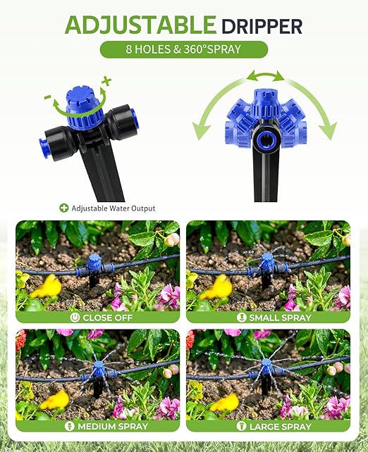HIRALIY 220FT Drip Irrigation Kits for Plants, New Quick Connector Garden Watering System, Saving Water Automatic Irrigation Equipment for Patio Lawn