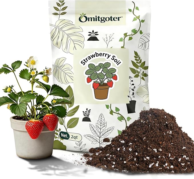 All-Natural Strawberry Soil & Potting Mix 2qt - Premium Potting Soil for All-Stage Strawberry Growth
