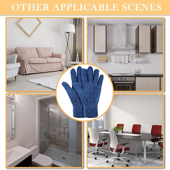 Patelai 3 Pairs Microfiber Plant Dusting Gloves Leaf Cleaning Gloves for Indoor Plants, Blinds, Furniture, House (Black,Navy,Yellow,Small)