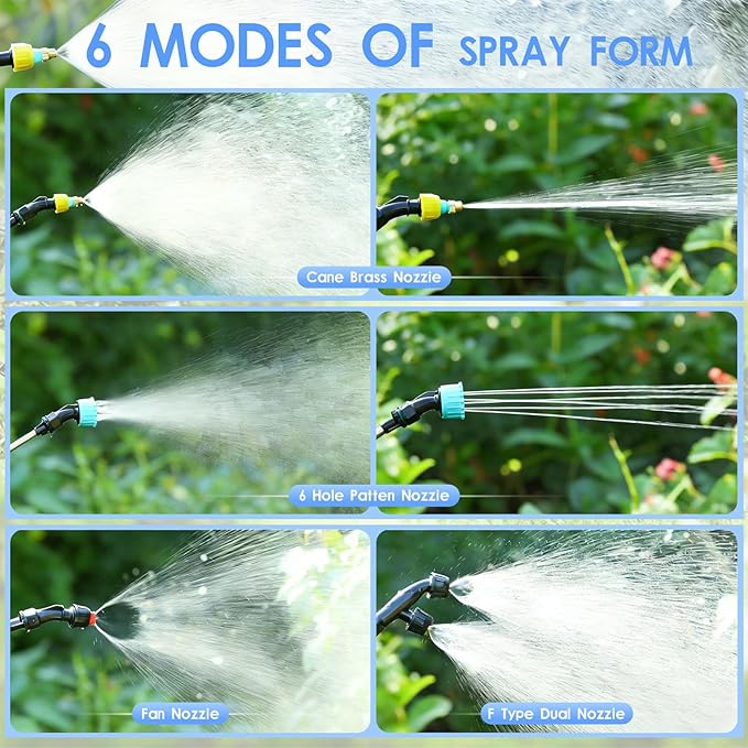 Battery Powered Sprayer 2 Gallons: Features Three-Speed Settings, Battery Indicator, Four Atomizing Nozzles, and an Extendable Spray Wand—Ideal for Backyard Lawn and Garden Tasks