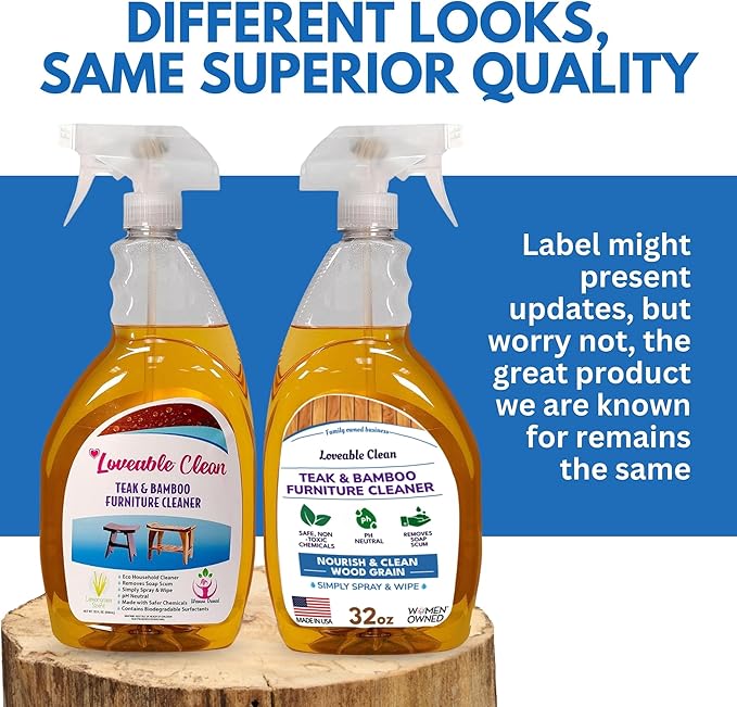 EcoDecors Loveable 32 oz Spray Bottle Teak Cleaner and Loveable Protection 16 oz Teak Sealer