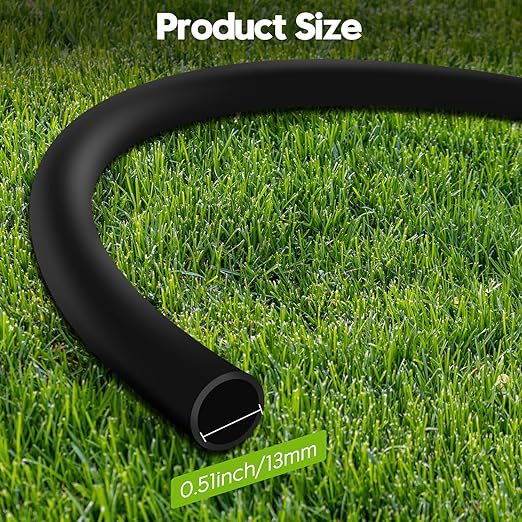 50 FT 1/2 Inch Drip Irrigation Tubing Kit-Drip Line Irrigation Hose 1/2 Inch with 1/2" to 1/4" Barbed Locked 6-Way & 1/2" Tee Connectors-Drip Tube Irrigation Fittings System Parts for Garden Watering