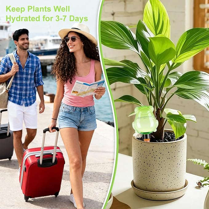 3Pcs Frog Plant Self Watering Globes for Indoor and Outdoor Plastic Water Bulbs Top Fill Plant Watering Globes Slow Release Terracotta Plant Watering Devices System for Plants, Multicolor