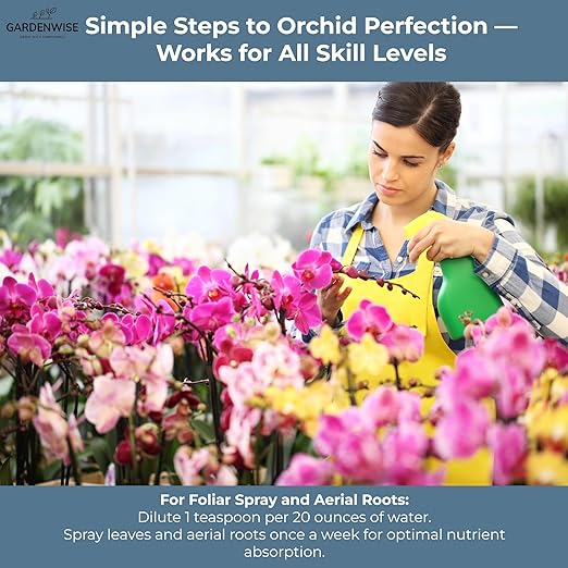 GARDENWISE Liquid Orchid Fertilizer Concentrate 3-1-2 with Micronutrients Orchid Care Made Easy (8 OZ)