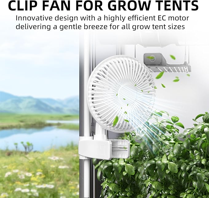 Simple Deluxe Clip Fan, 6-Inch Grow Tent Fan, Monkey Fan, Adjustable 90° Angles, 15W, 2-Speeds Control, 2 Pack