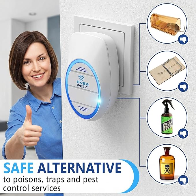 Ultrasonic Pest Control Repeller (2-Pack) Plug in Flea Rat Roach Mosquito Cockroaches Rodent Spider Scorpion Fruit Fly Insect Indoor Plug Getter Robo Caminho 1