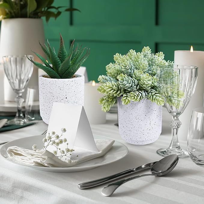 Winlyn Set of 3 Artificial Potted Succulent Plants in White Cement Planters Faux Aloe Hops String of Pearls Plants Small House Plants for Indoor Home Garden Office Desk Tabletop Shelf Decorations