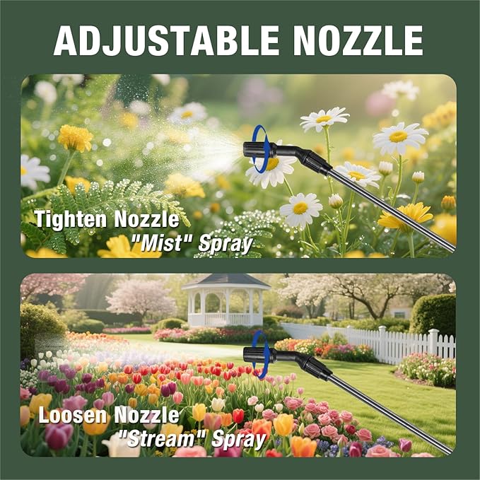 WADFOW 2.11 Gallon Pump Pressure Sprayer, Lawn & Garden Water Spray Bottle for Pests Controlling, Garden Watering and Household Cleaning
