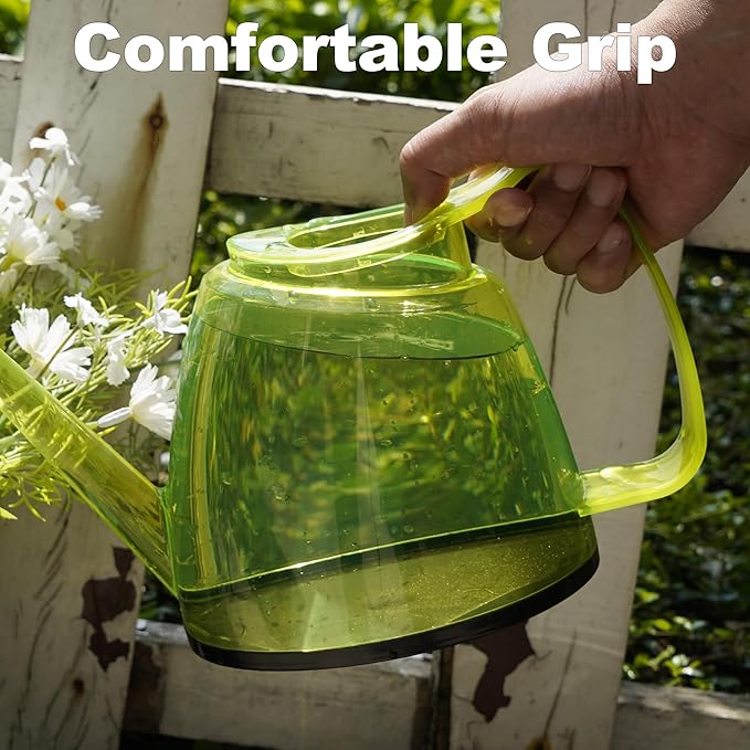 1.5L Plastic Yellow Watering Can with Long Spout & Wide Oval Mouth, Comfort Grip, Indoor Outdoor Plant Watering Pot for Garden Flowers & Houseplants