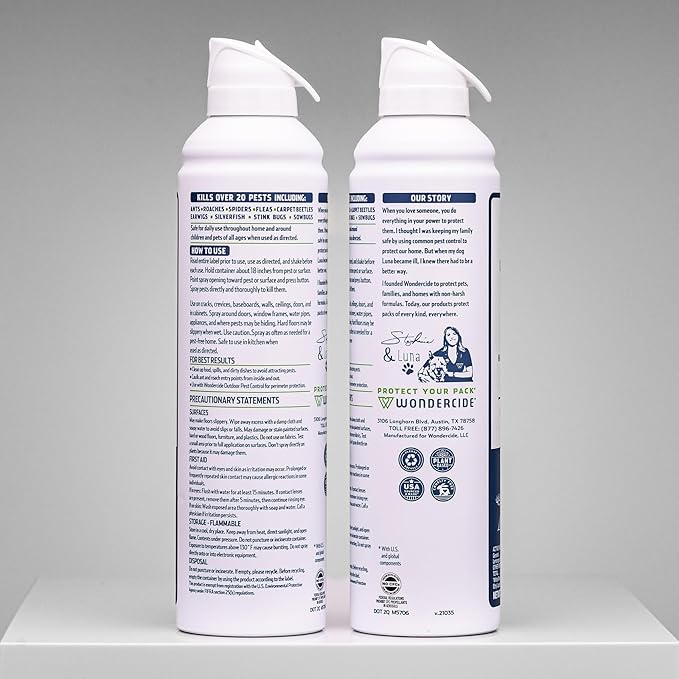 Wondercide - Ant & Roach Aerosol Spray for Kitchen, Home, and Indoor Areas - Ant, Roach, Spider, Flea, Stink Bug Killer with Natural Essential Oils - Pet Safe - 10 oz 2-Pack