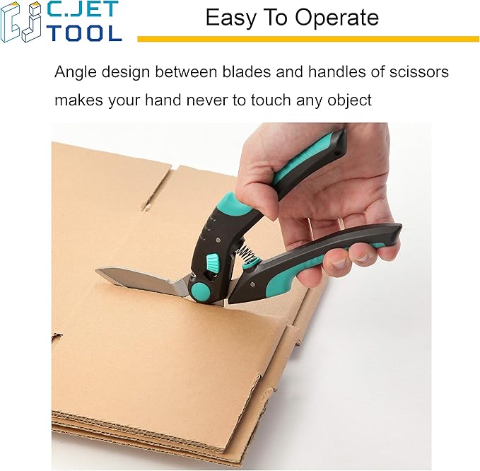 C.JET TOOL 10" Heavy Duty Carpet Cutter, Industrial Scissors, Multipurpose, Professional Soft Grip Stainless Steel (Turquoise)