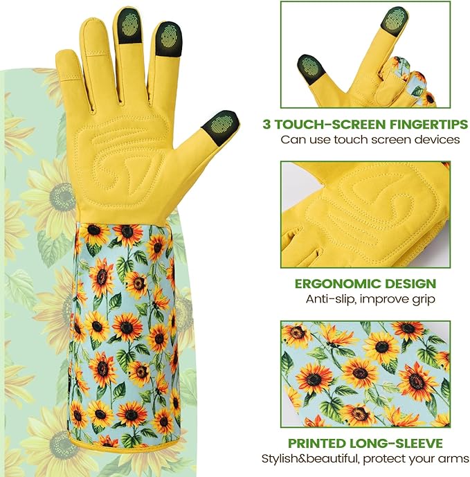 Gardening Gloves for Women Long Sleeve Garden Gloves Ladies Light Protective Gloves for Yard & Outdoor Work