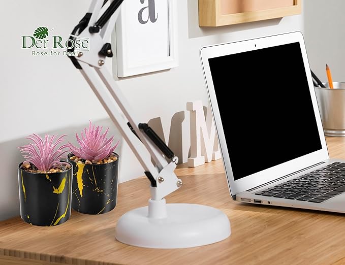 Der Rose 3 Pack Fake Plants Succulents Plants Artificial in Black Pots for Pink Room Decor Aesthetic Home Office Desk Accessories for Women