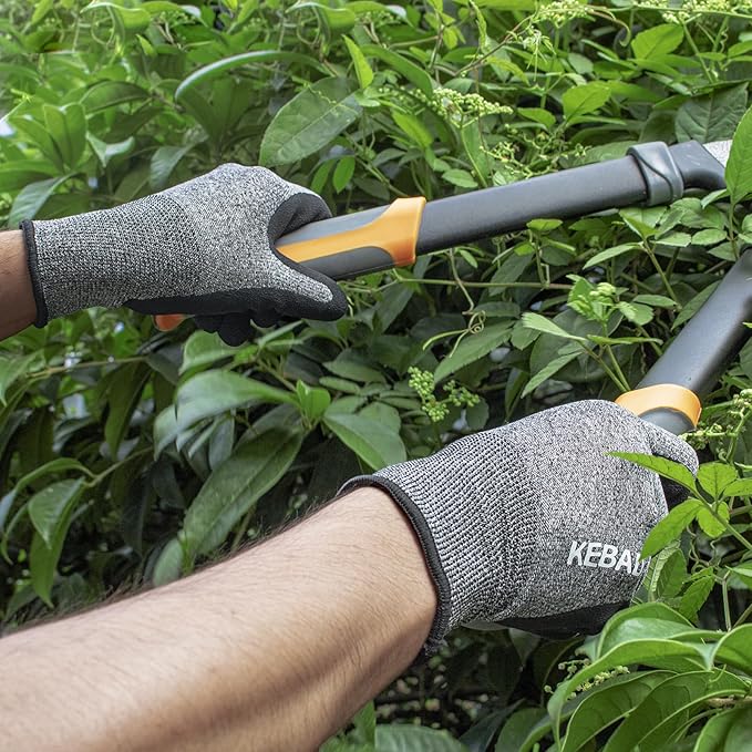Kebada Gardening Gloves for Men, 6 Pairs Breathable Garden Gloves, Foam Latex Coated, Stretchable Knitting General Duty Work Gloves, Made from Recycled PET Bottles,Green & Gray, Medium