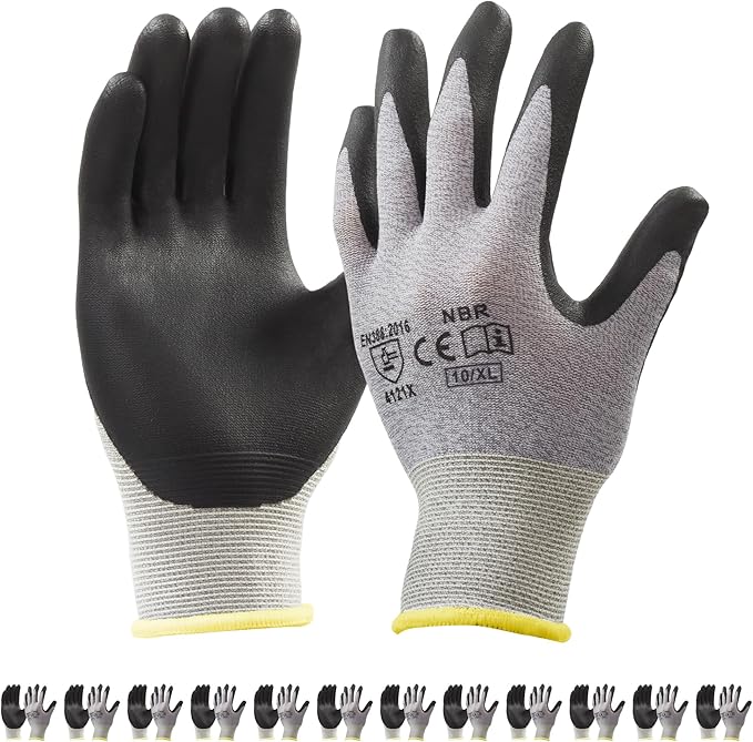 S SATC Safety Work Gloves Foam Nitrile Coated Touchscreen Knit Nylon Gloves for Men & Women, Ideal for Gardening, Warehouse