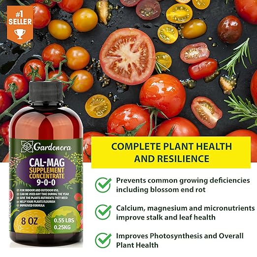 Organic Cal-MAG Growing Fertilizer Concentrate: Calcium, Magnesium, Iron & Micronutrients Supplement for Plant Deficiencies (9-0-0 NPK) - [32 OZ / 1 Quart]