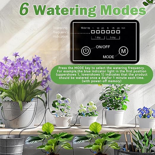 IPOW 50 Days Extra-Long Standby Time Supports 20~30 Pots 100% Anti-Siphoning Solar Irrigation System Automatic Watering System for Balcony, Indoor & Outdoor Plants, Garden, and Potted Plants