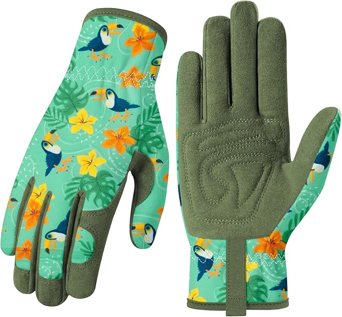 Baidast Gardening Gloves for Women, Breathable Leather Garden Gloves with Grip, Thorn Proof Work Gloves