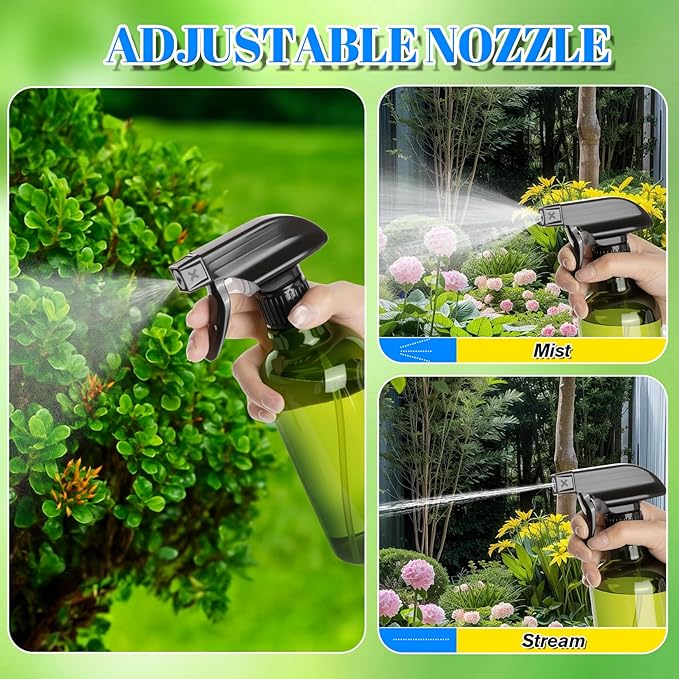 DIYSELF 4 Pack Spray Bottle for Cleaning Plastic Spray Bottles 16 oz 500ml Squirt Bottles for Liquids Spray Bottles for Cleaning Empty Plastic Spray Lab Weighing Bottles for Home Garden (Green)
