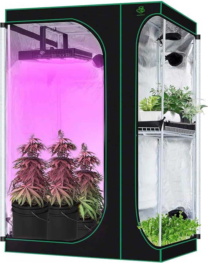 Lovinouse 2 in 1 Mylar Hydroponic Grow Tent, 36 x 24 x 53 inch Indoor Growing System with Observation Window, Tool Bag, Grow Tent Kit for Vegetables, Flowers