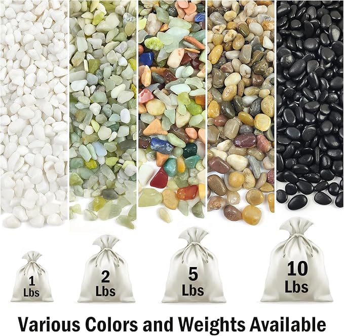FANTIAN 5 lbs Pebbles for Indoor Plants. 3/8 inch Small Black Stones, Decorative Black River Rocks for Plant Outdoor, Vase, Landscaping and Garden