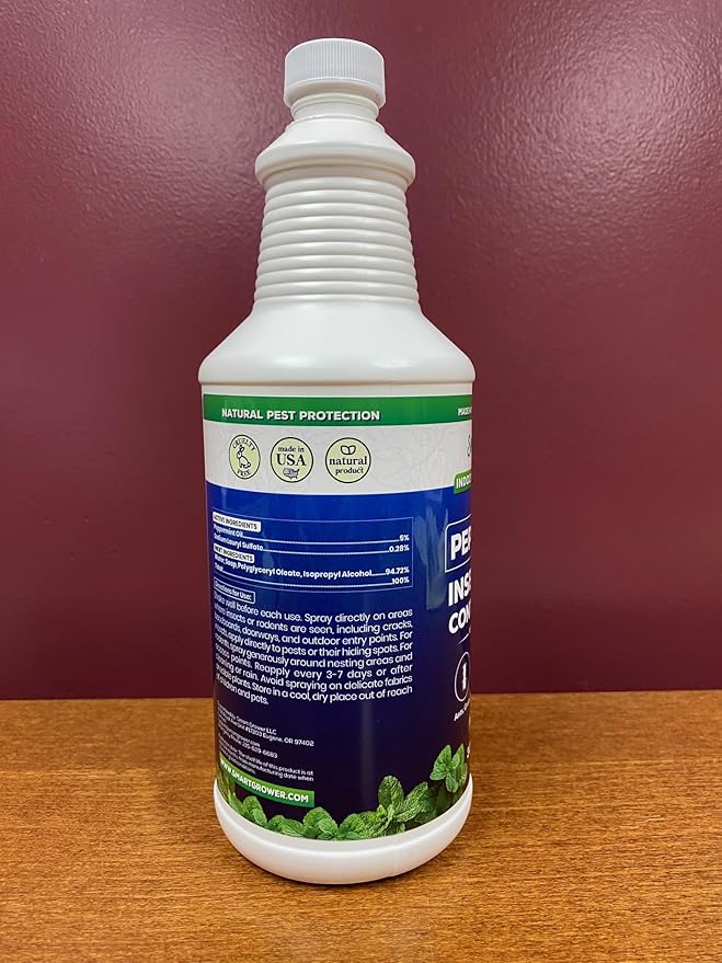 All Natural Peppermint Oil Insect & Pest Control Spray Repels Mice, Spiders, Ants, for Home, Indoor, Outdoor, Garden Maximum Strength Smart Grower Ready to Use 32 FL OZ