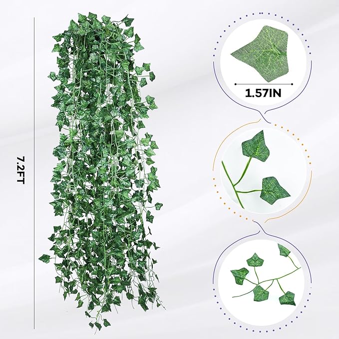 Alotiki Fake Vines, 60 Pack 420 Feet Artificial Ivy Garland Vines for Bedroom Decor, Hanging Vines for Party Wedding Christmas Decoration,Fake Leaves for Outdoor Patio Garden