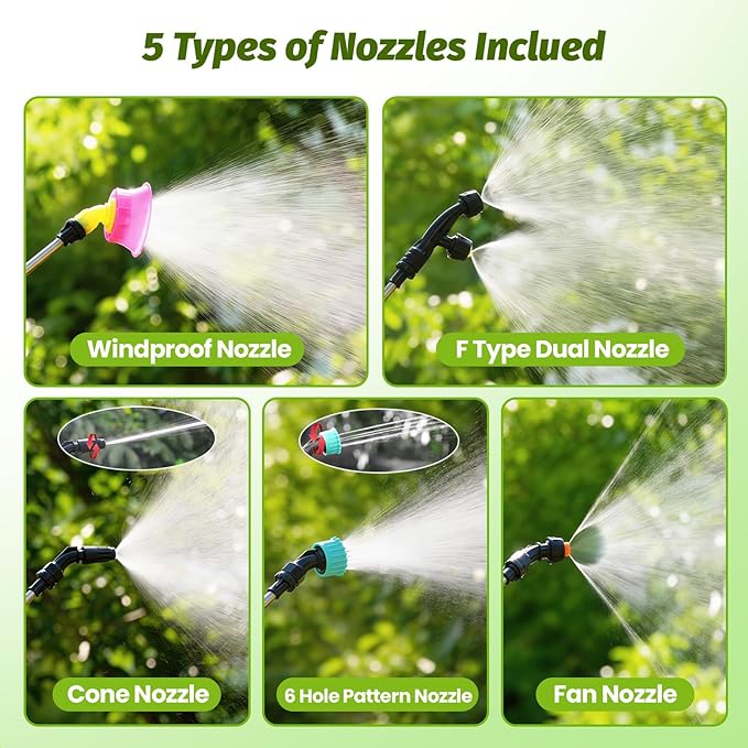 Battery Powered Backpack Sprayer 2.6Gallon, Electric Sprayer with 3-Adjustable Sprayings, Battery Indicator, 5 Nozzles, 41" Retractable Wand, Rechargeable Garden Sprayer for Weed, Lawn&Yard