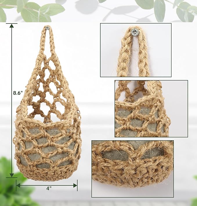 3PK Wall Planters for Indoor Plants with Self Watering Pots (4inch), Macrame Plant Hanger for Plant Wall | Wall Mounted Plant Holders for Succulent & Herbs