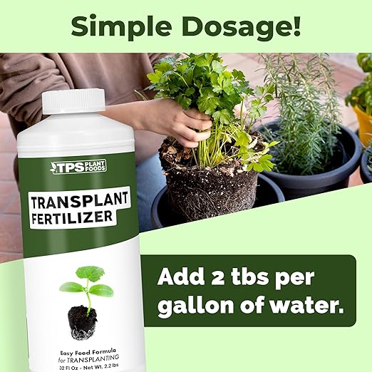 Transplant Fertilizer – Liquid Plant Food for Faster Root Establishment, Reduced Transplant Shock & Healthy New Growth, 32 oz
