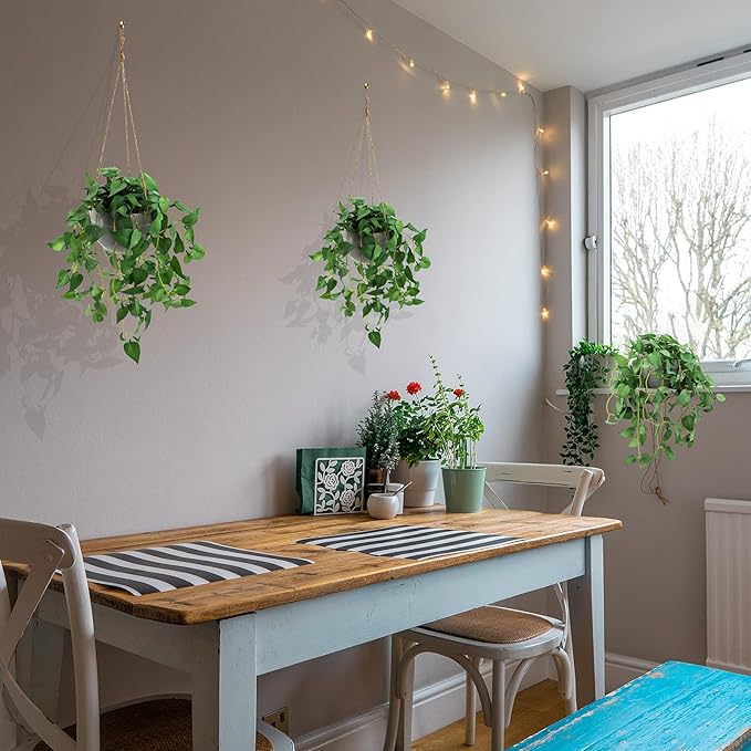 TNNTOPELE Hanging Plant Fake Plants with Pots, 2 Pack Artificial Plants, Faux Anthurium Leaf Basket for Wall Home Room Indoor Outdoor Decor