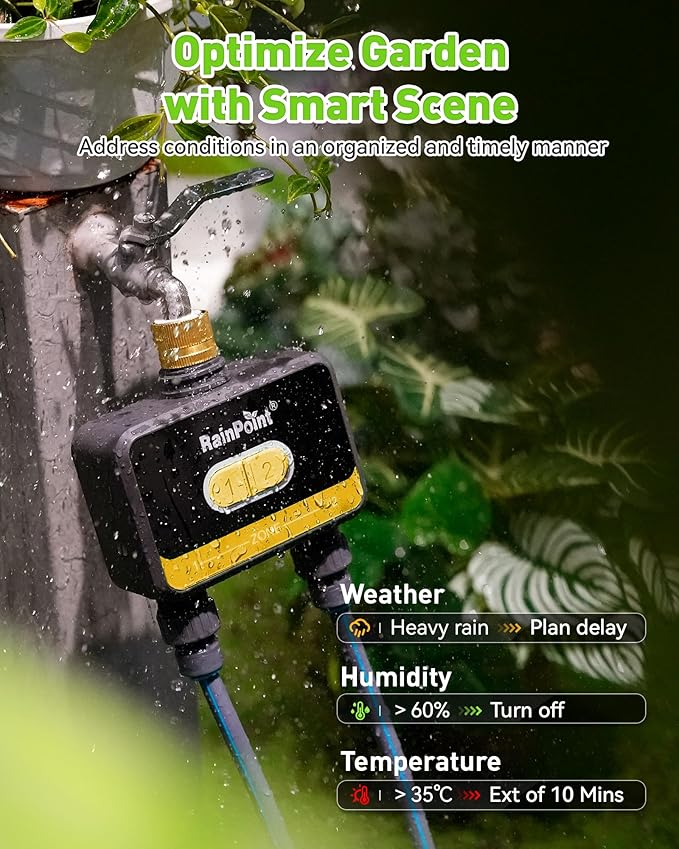 RainPoint WiFi Water Timer for Garden Hose with Brass Inlet,Yellow