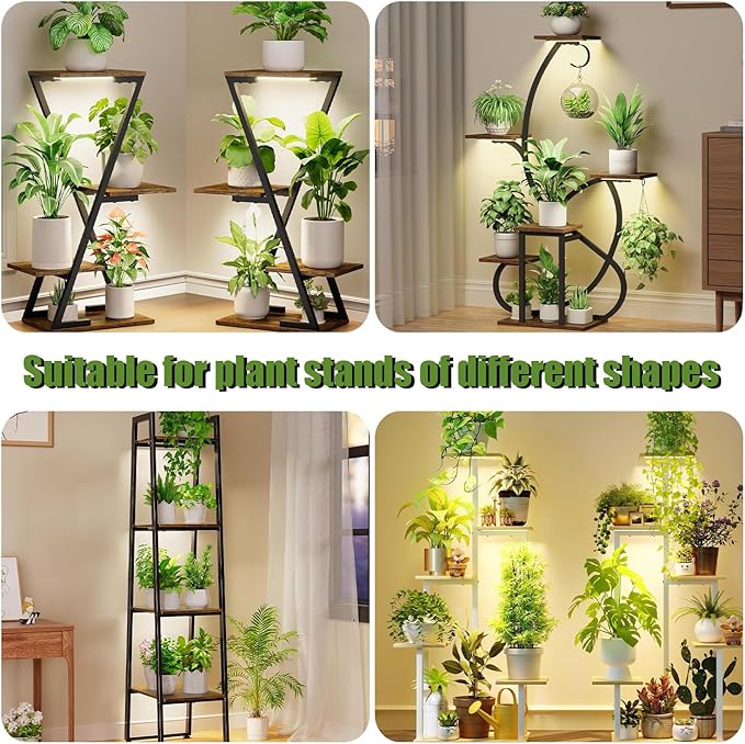 8.6'' LED Grow Light Strips, Full Spectrum 3500K Grow Lights for Indoor Plants, 2 Head with 3/9/12H Timer, 10 Dimmable Levels, Suitable for Seedling, Succulent, Plant Shelf and Greenhouse, 2-Pack