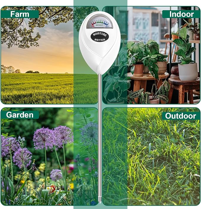 SZHLUX Soil Moisture Meter, Plant Water Monitor, Soil Hygrometer Sensor for Plant Care, Great for Gardening, Lawn, Farm, Indoor & Outdoor (Plant Gifts for Gardeners) 10.23inch, White