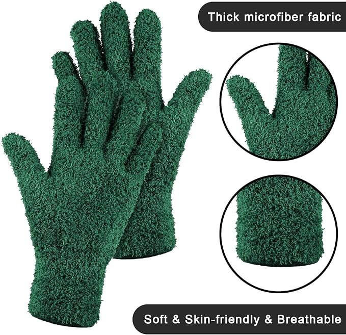 Patelai 3 Pairs Microfiber Plant Dusting Gloves Leaf Cleaning Gloves for Indoor Plants, Blinds, Furniture, House (Brown,Dark Green,Dark Red,Small)
