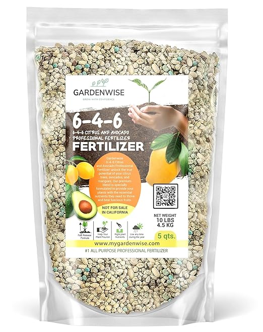 Gardenwise 6-4-6 Avocado and Citrus Tree Professional Fertilizer Plant Food for Outdoor/Indoor Gardening; Quick-Release Nitrogen Fertilizer; Orange, Lime, Avocado and Lemon Tree Fertilizer (20 QUARTS)