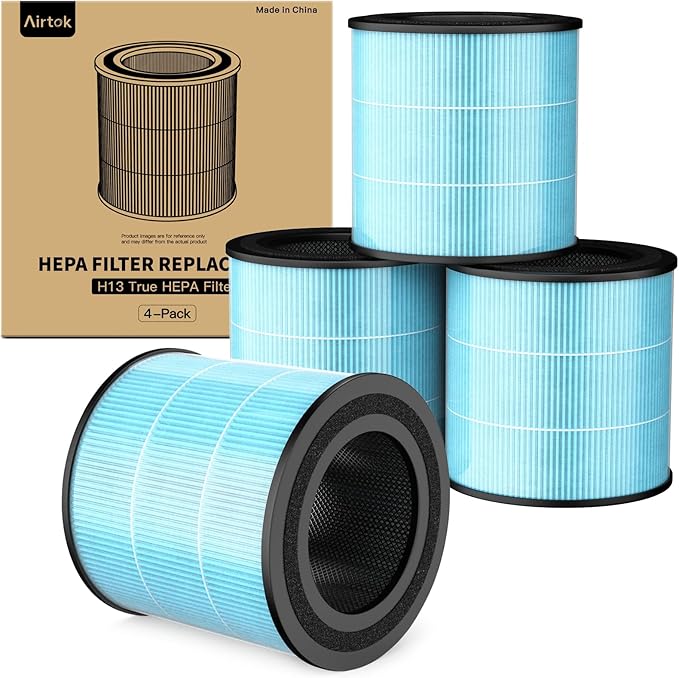 AIRTOK Air Purifier AP0601 Replacement Filters, 4-IN-1 High-efficiency HEPA Filter. (4 Pack）