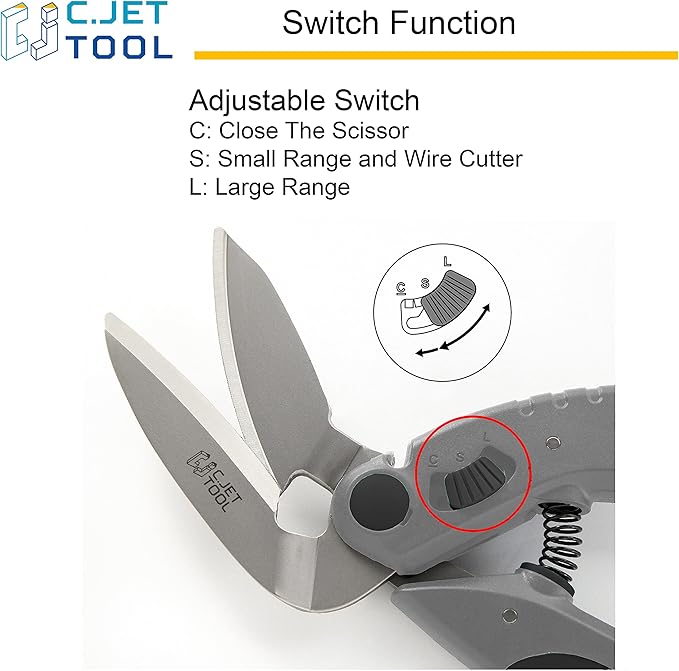C.JET TOOL 10" Heavy Duty Scissors - Carpet Cutter, Industrial Multipurpose for Cardboard, Leather, Pruning, Gardening - Professional Soft Grip Stainless Steel (Black)