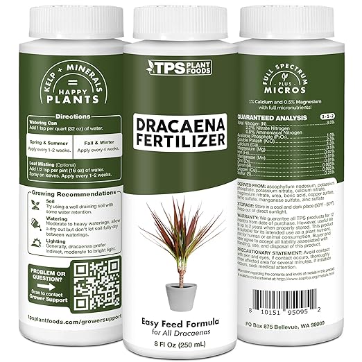 Dracaena Fertilizer – Liquid Plant Food for Rich Green Leaves & Strong Cane Growth, 32 oz