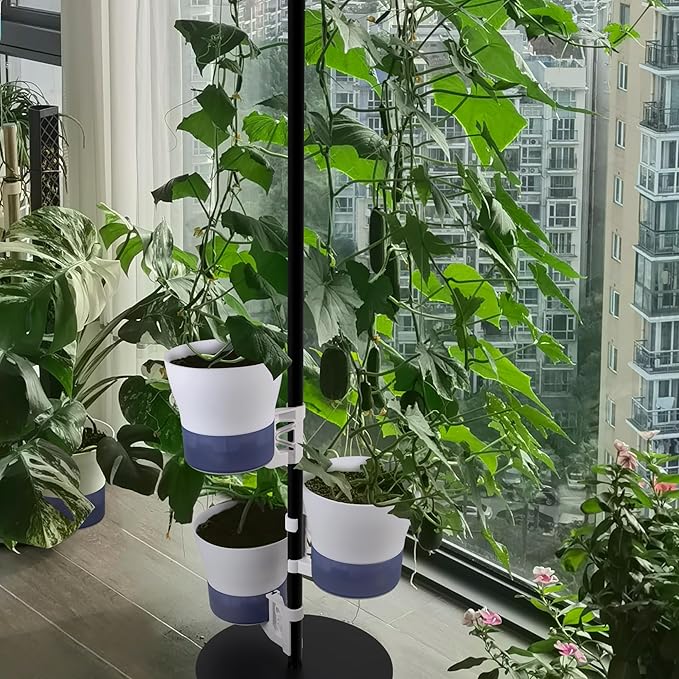 Tall Metal Plant Stand Outdoor/Indoor 72",Large Patio Plant Stand with Self-Watering Planter Pot & Hooks for Balcony,DIY Hydroponics Growing System Tower Garden Kit for large plants, Height Adjustable