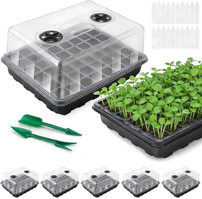 Seed Starter Tray, Seedling Starter Trays for Starting Plant Seeds, Indoor Gardening Plant Germination Trays, Black, 5PCS