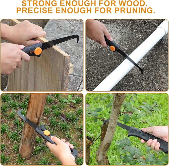 Garden Shears Tool Set 3 Pcs - Heavy Duty Lopper, Hedge Shears & Pruning Saw for Tree Branches, Hedges, Backyard & Fruit Trees, Carbon Steel Blades