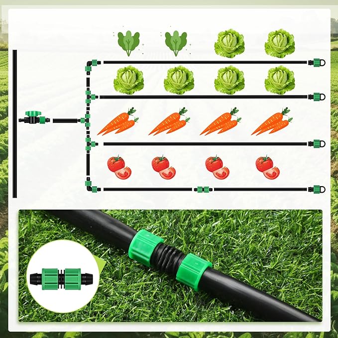 500 ft 5/8 Inch Drip Tape Irrigation Kit Drip Tape 16 Mil 8" Spacing Hose Garden Watering Tubing System Automatic Irrigation Equipment for Plant, Landscape, Yard, Lawn and Farm