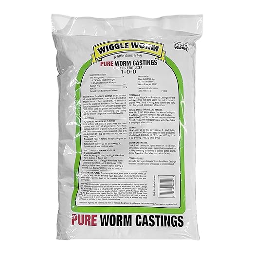 Wiggle Worm 100% Pure Organic Mineral-Dense Worm Castings Fertilizer, 30lbs, Pack of 2 - Improves Soil Fertility and Aeration for Growing Better Houseplants, Vegetables, and More