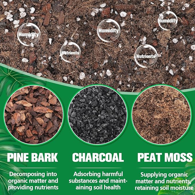 6.4QT Monstera Soil Potting Mix - Natural Organic Tropical Plant Soil for Improving Growth Rate, Sustainable Houseplants Growing Media for Indoor Bonsai Succulents Moisture Retention Drainageq