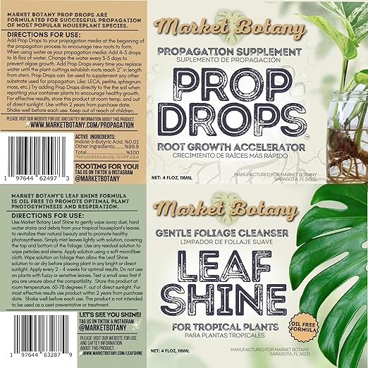 Propagation Bundle | Prop Drops + Leaf Shine Spray | Root Growth Booster & Natural Leaf Cleaner for Healthy, Vibrant Houseplants