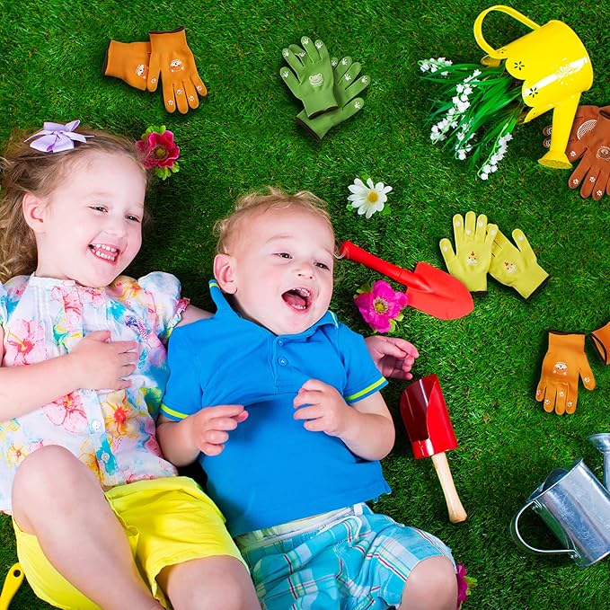 COOLJOB Small Toddler Gardening Gloves for Little Boys Girls Ages 2-4, Breathable Kids Work Gloves with Grippy Animal Paw Dots for Children Yard Landscape, Green Frog, 1 Pair