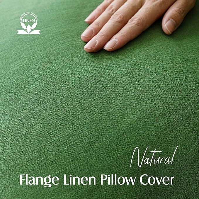Foindtower Pack of 2, Decorative Linen Soild Throw Pillow Covers Soft Accent Euro Cushion Case Boho Farmhouse Pillowcase for Chair Couch Sofa Bedroom Living Room Home Decor 20 x 20 Inch Forest Green