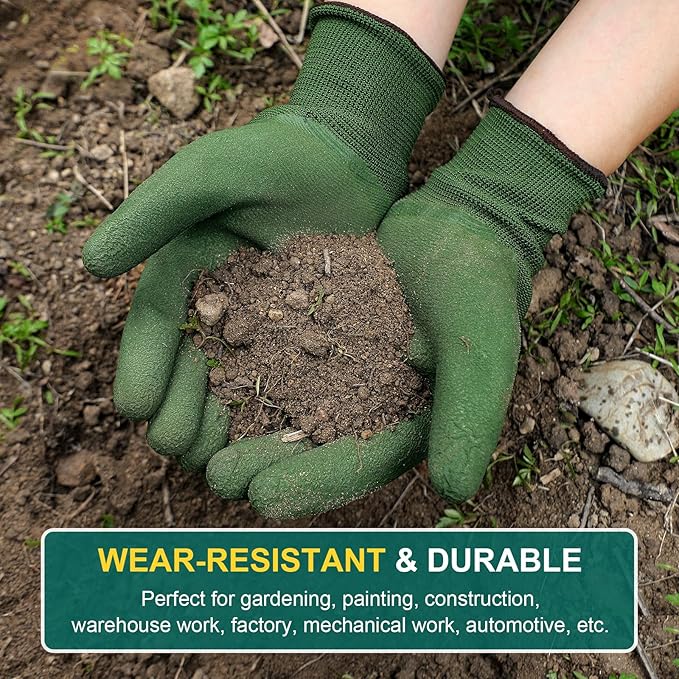 Trifabricy Garden Gloves for Women/Men - 6 Pairs Latex Gardening Gloves with Grip, Protective Work Gloves for Lawn Yard