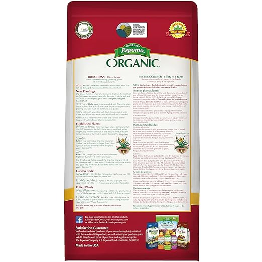 Espoma Organic Holly-Tone 4-3-4 Evergreen & Azalea Plant Food; 4 lb. Bag; The Original & Best Organic Fertilizer for All Acid Loving Plants Including Azaleas, Rhododendrons & Hydrangeas. Pack of 2